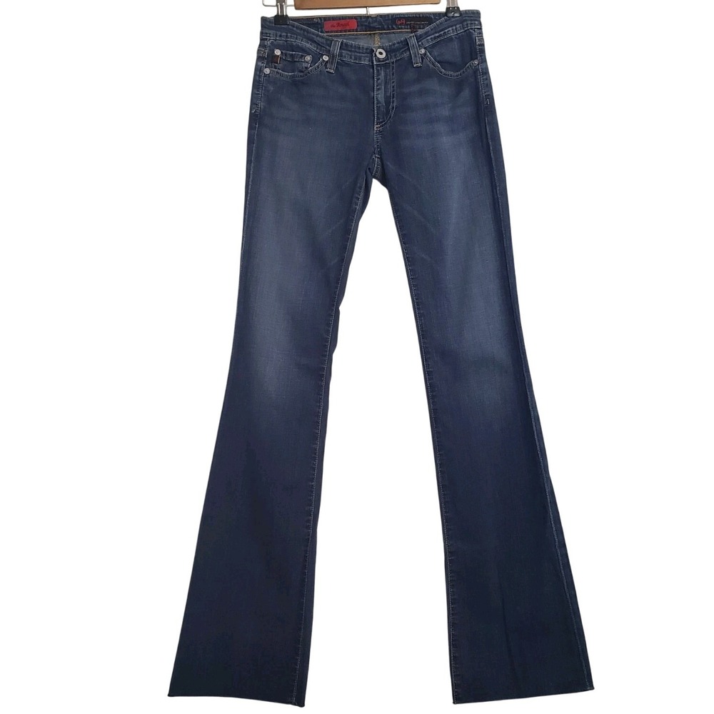 AG Adriano Goldschmied The Angel Boot Cut Jeans Dark Wash Blue 26x33 Raw Hem EUC